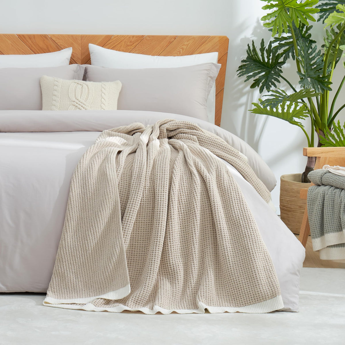 Am lie Home Chenille Throw Blanket Soft Cozy Waffle Throw - Amélie Home Official Imagery - 8