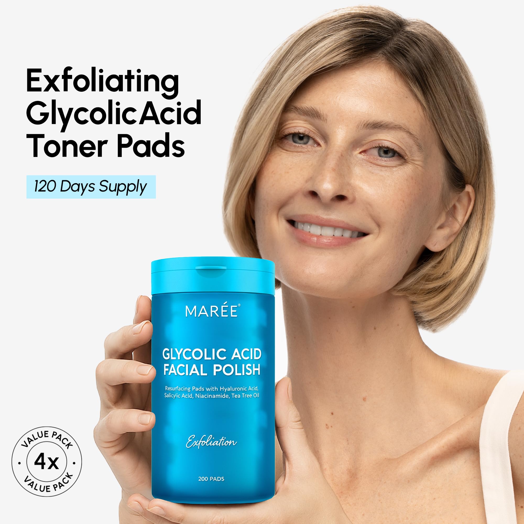 MAREE Glycolic Acid Pads 200 Toner Pads for Face Cleansing - MAREE Official Imagery - 3