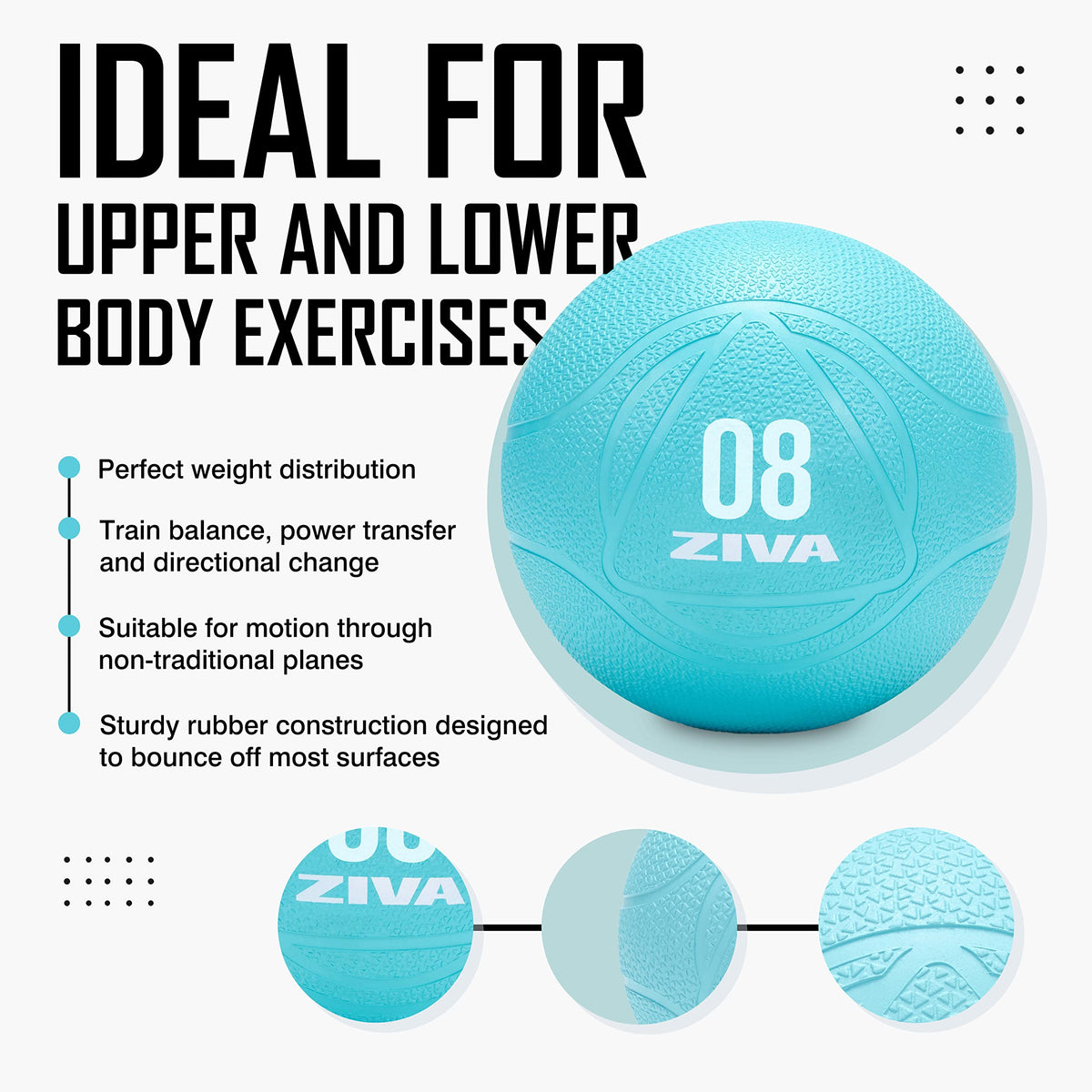 ZIVA Premium Functional Training Kit 6 lb Medicine Ball 15 - ZIVA Official Imagery - 8