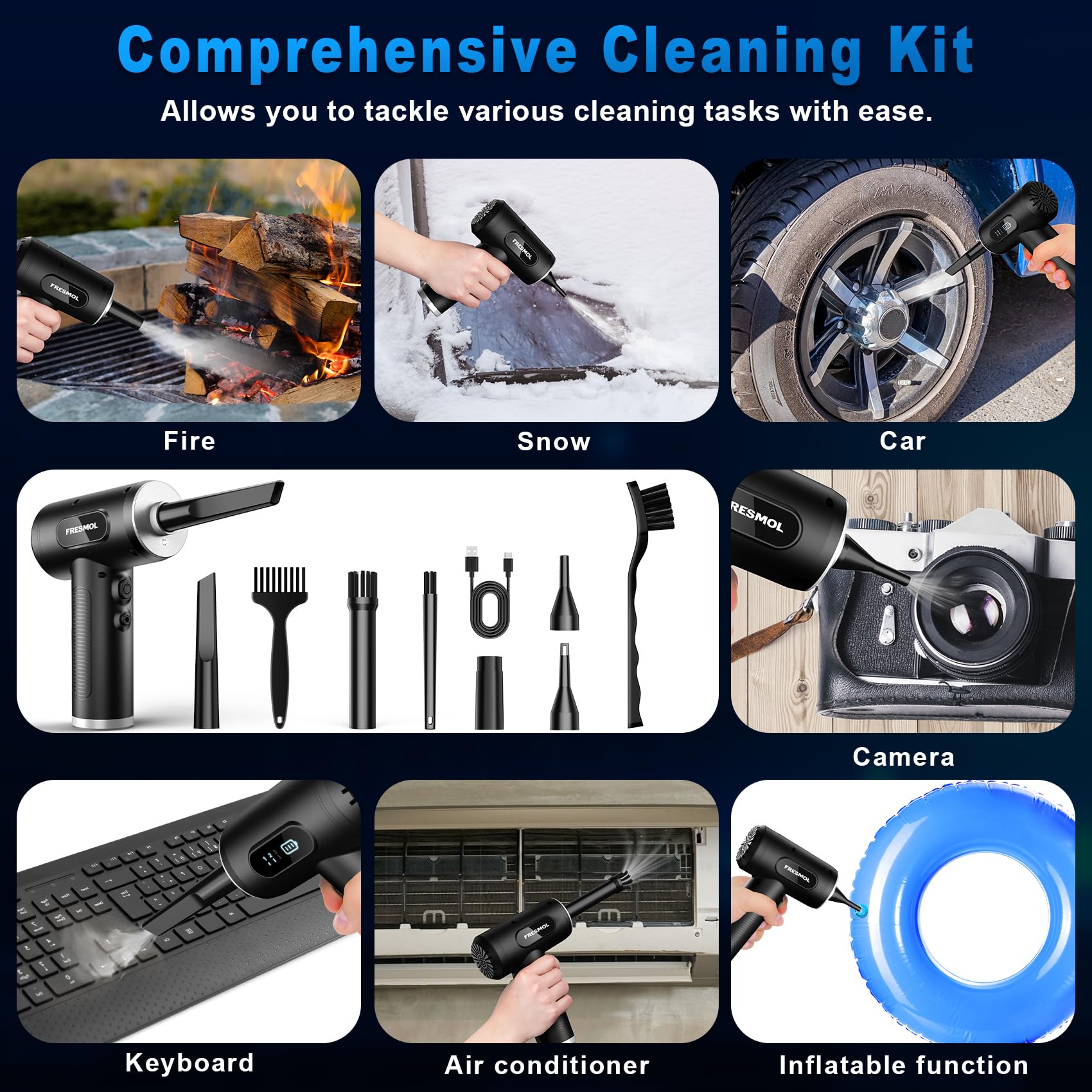 FRESMOL Compressed Air Duster Rechargeable Cordless Electric - FRESMOL Official Imagery - 7