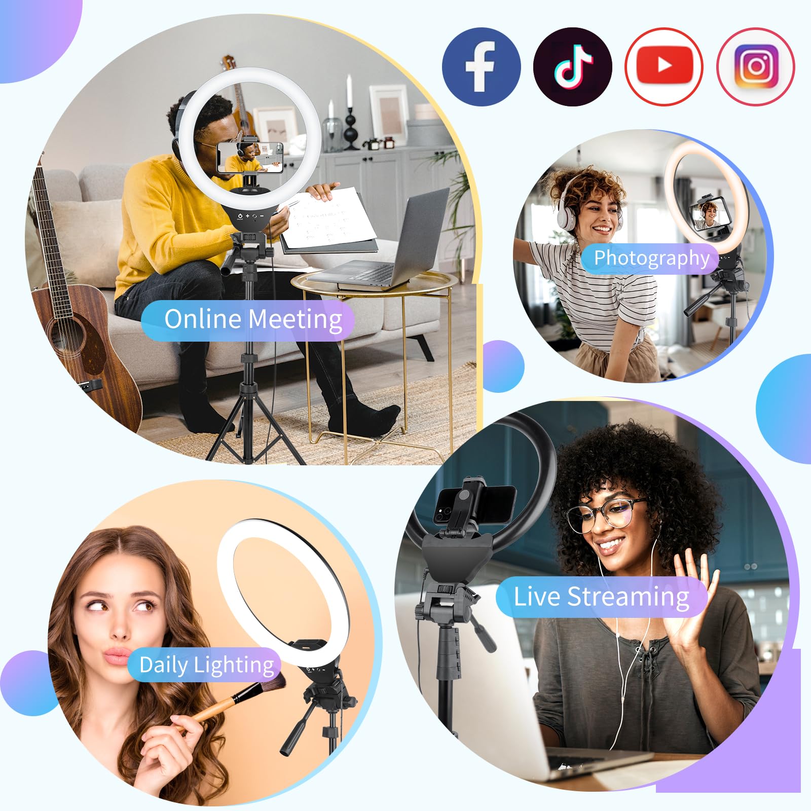 SENSYNE 12-inch ring light with tripod, phone holder, and remote for photography and videography lighting.