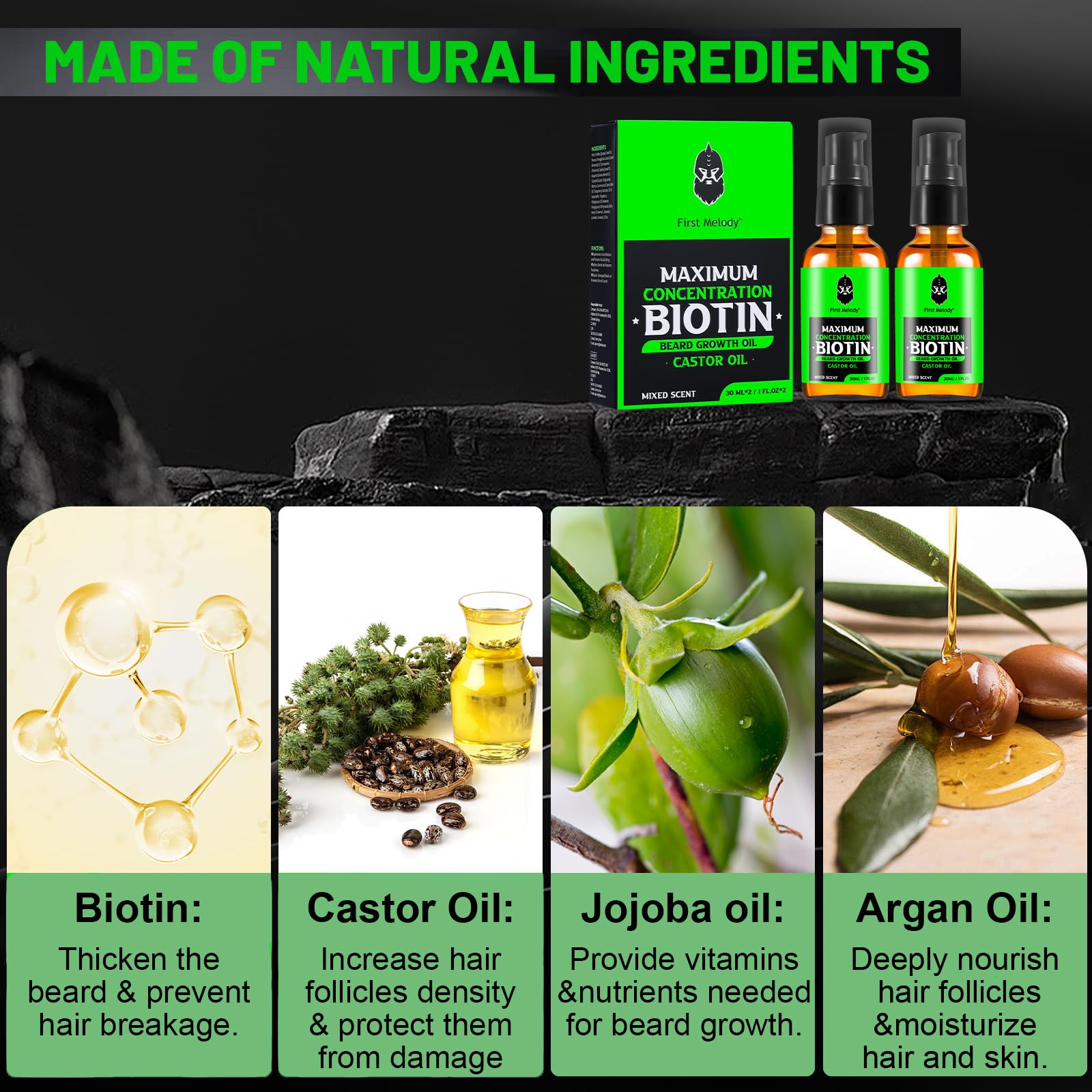 Beard Oil Maximun Thickening Biotin with Castor Oil and - First Melody Official Imagery - 5