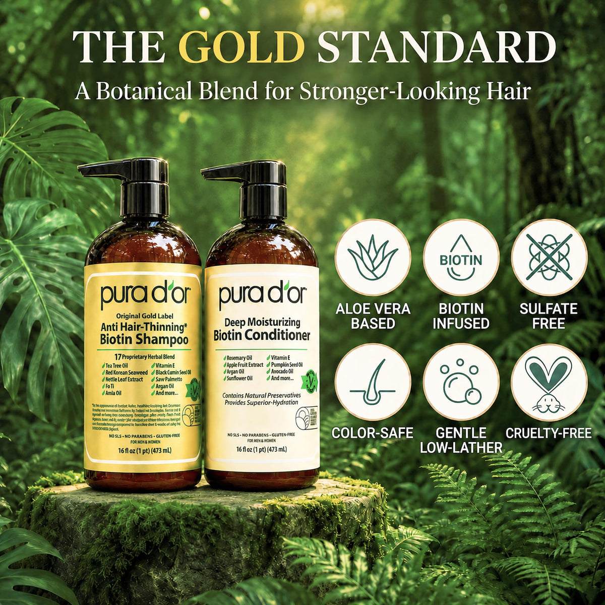 PURA D OR Gold Label Anti Thinning Biotin Shampoo - PURA D'OR Official Imagery - 6