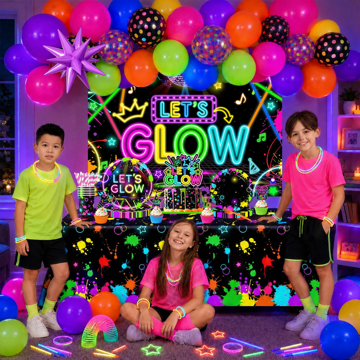 Glow Party Supplies 243pcs Neon Glow Party Decorations for - Pymurod Official Imagery - 3