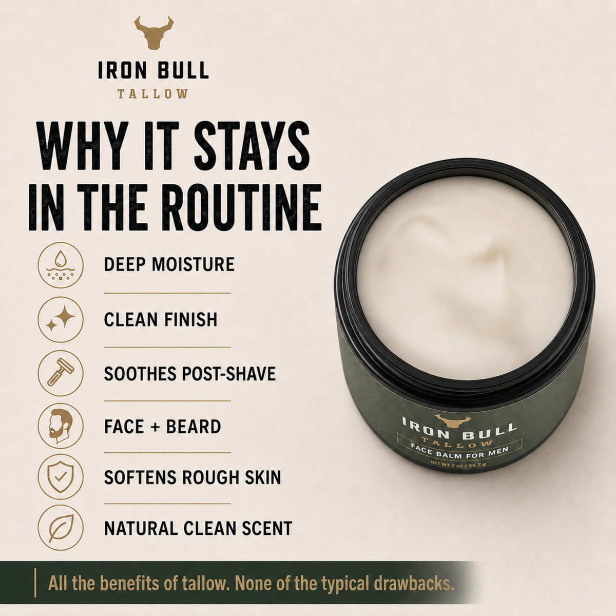 Iron Bull Beef Tallow Face Moisturizer for Men Anti Aging - Iron Bull Tallow Official Imagery - 6