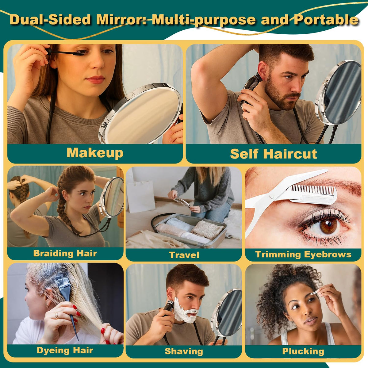 Double Sided Mirror to See Back of Head 360 Hair Cutting - BESZONE Official Imagery - 4