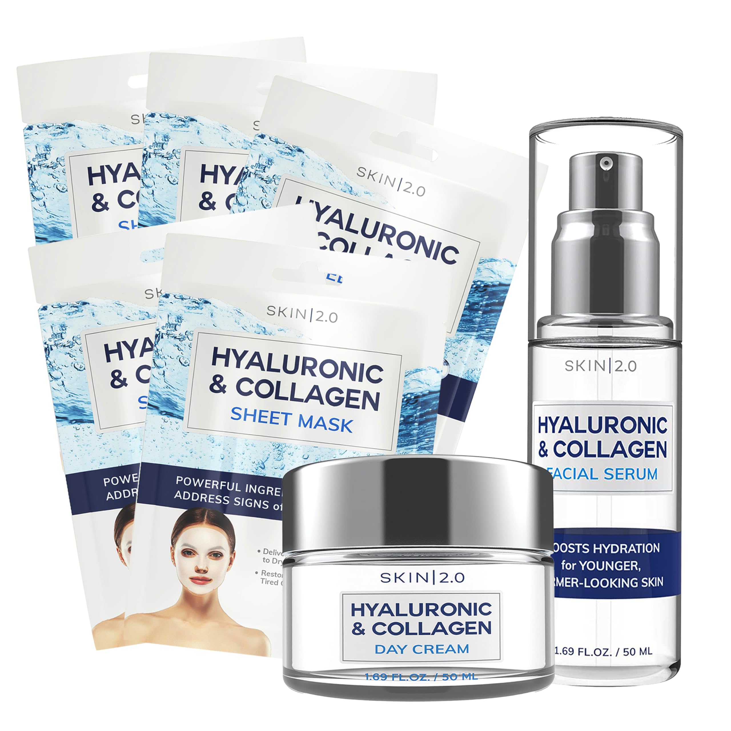 Skin 2.0 Hyaluronic Acid & Collagen Hydration Bundle – - Product Imagery