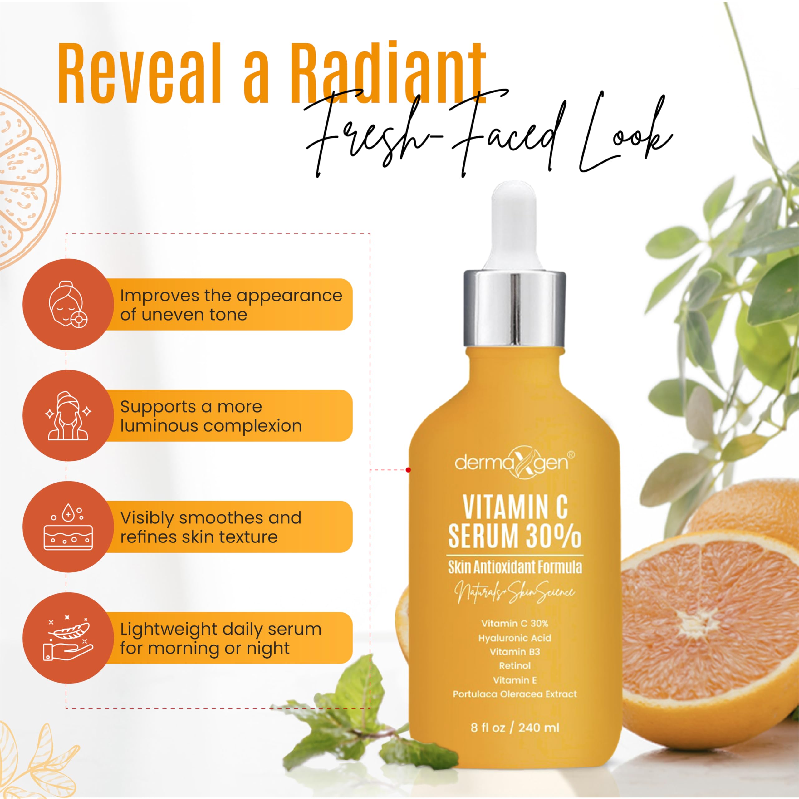 30 Vitamin C Serum Pure Organic Anti Wrinkle Hyaluronic Acid - DERMAXGEN Official Imagery - 3