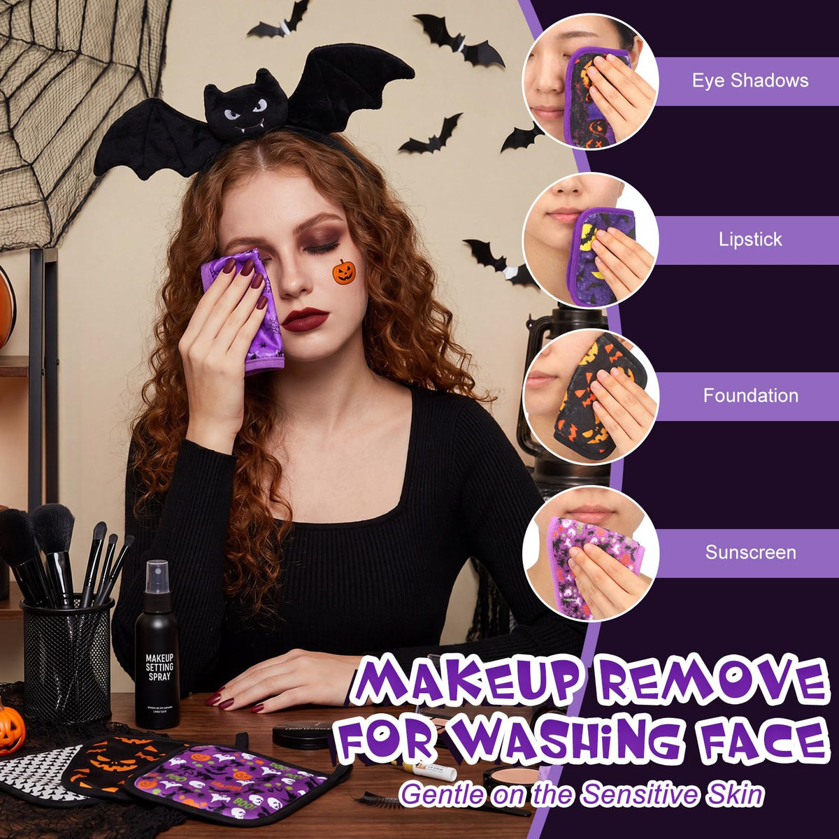 Flutesan 20 Pcs Halloween Microfiber Makeup Remover Cloths 6 - Flutesan Official Imagery - 5