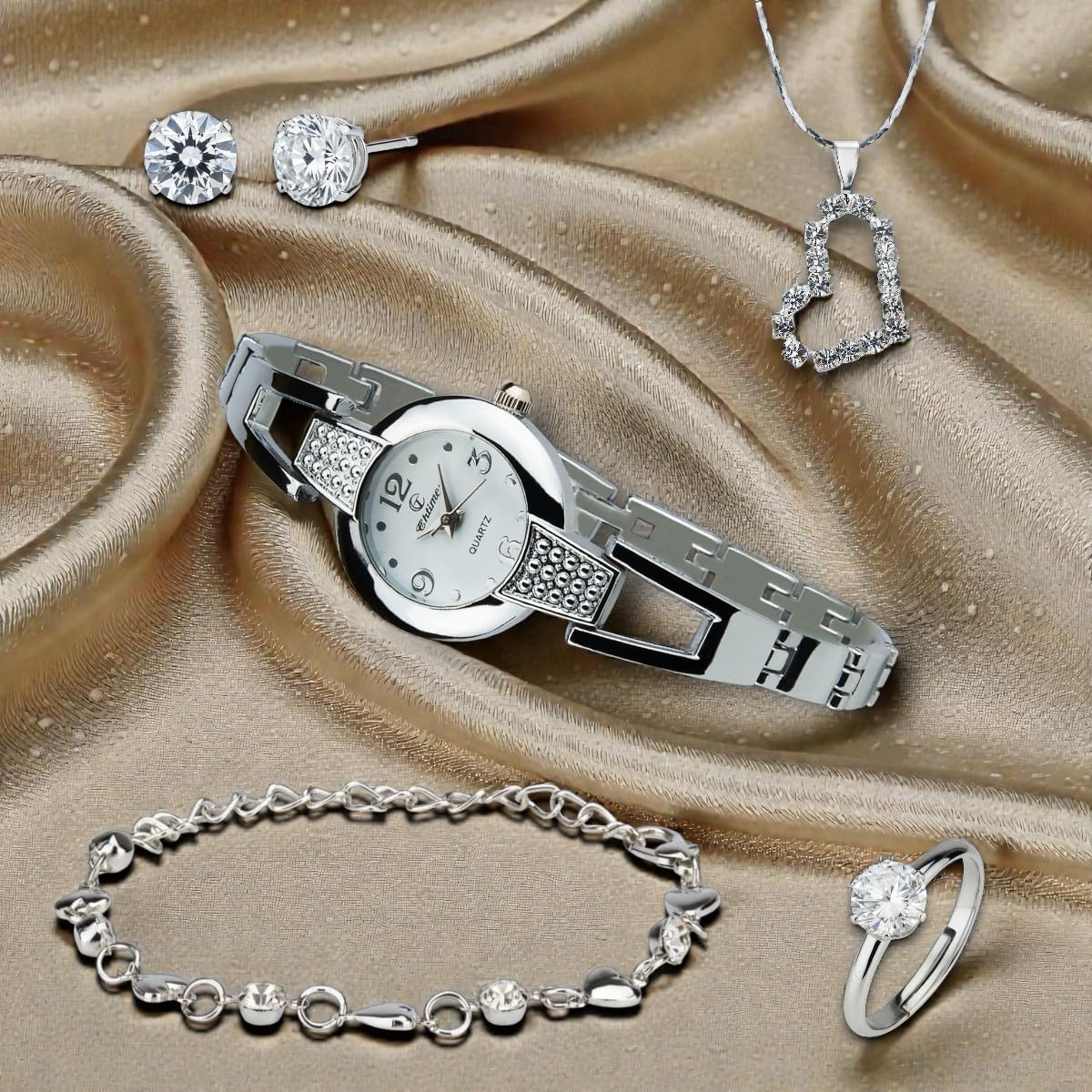 BELLOS Gift Set Women s Watch Silver Jewelry set Necklace - BELLOS Official Imagery - 6