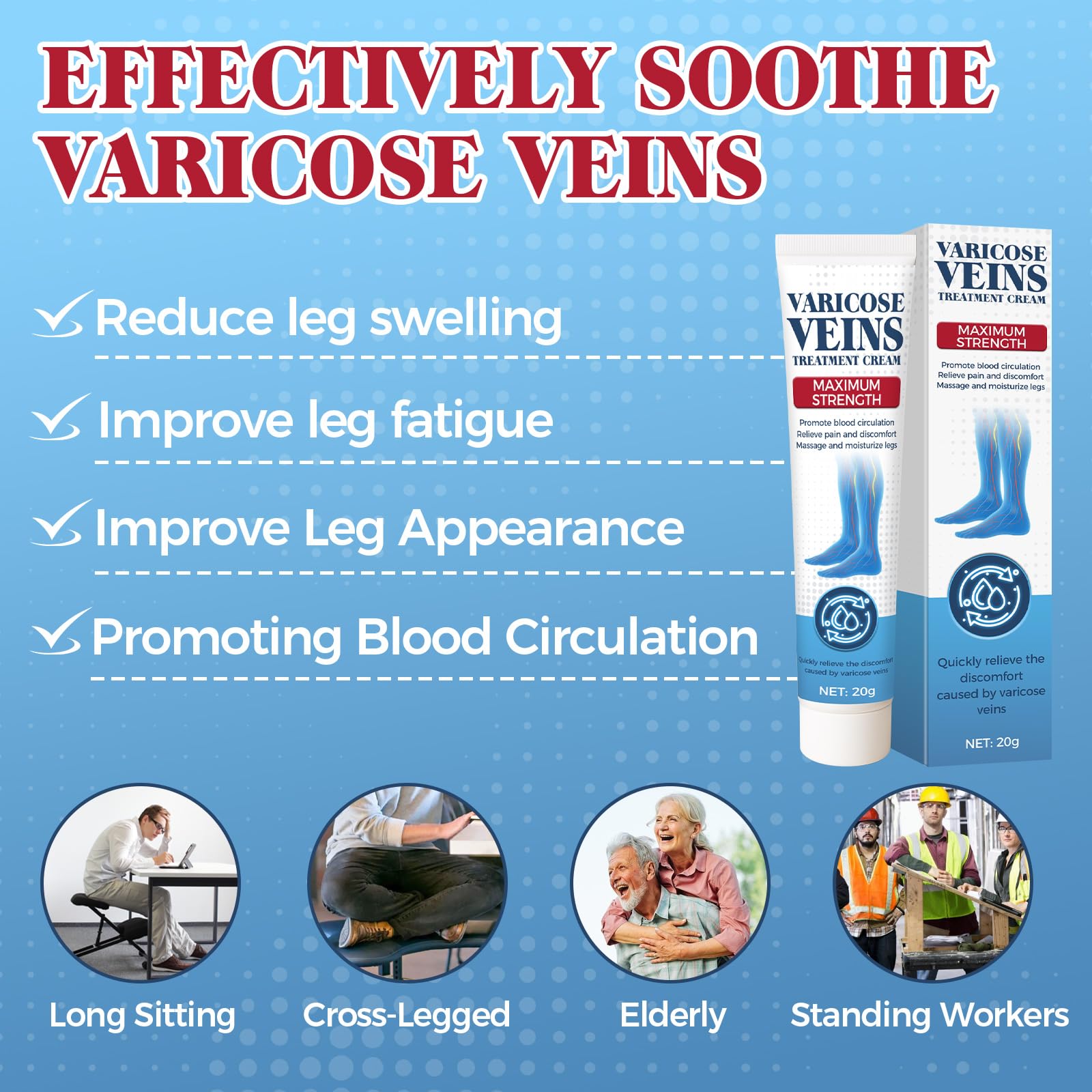 Bellisinno varicose veins cream for legs and spider veins, moisturizing skincare product with smooth, healthy-looking skin.