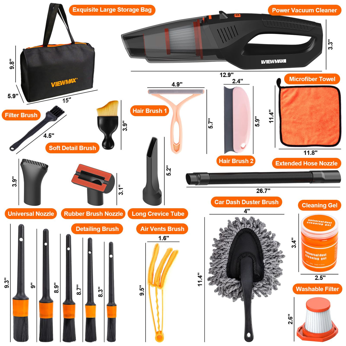 Car Cleaning Kit 19Pcs Car Interior Detailing Kit with - Viewmax Official Imagery - 8