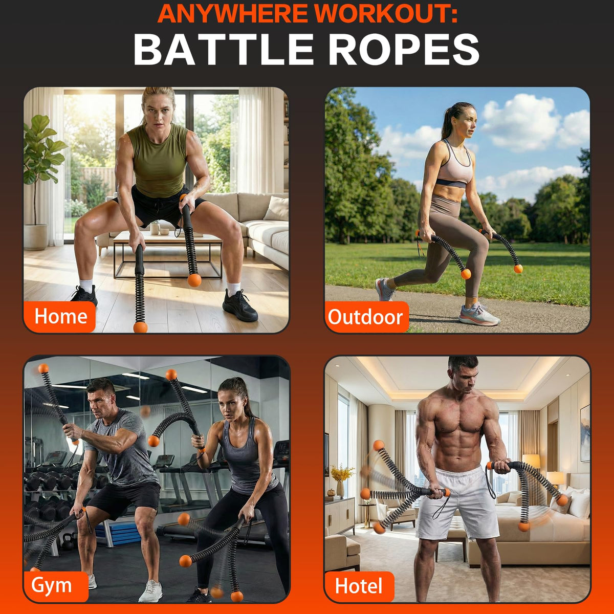 Ropeless Battle Ropes for Home Gym Portable Cordless - Varillo Official Imagery - 8