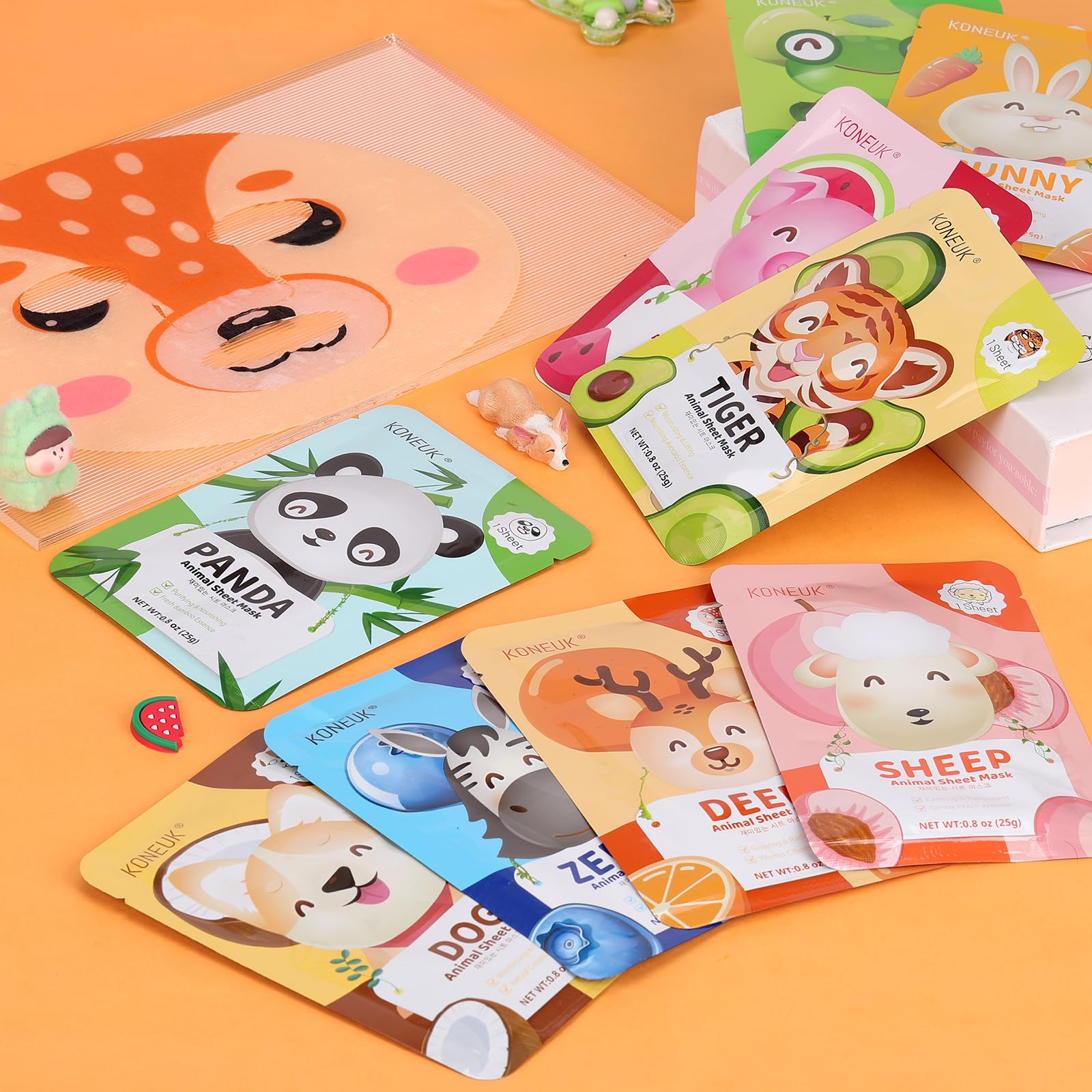 9 Pack Animal Face Masks Skincare for Kids, Spa Party Gifts for - KONEUK
