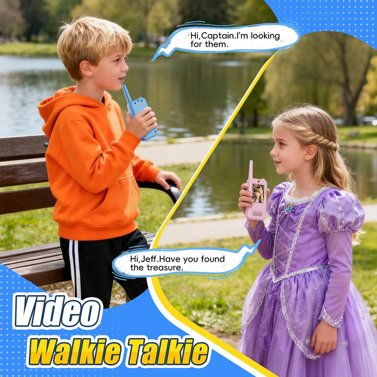 Video Walkie Talkie Toy for Kids 2 Pack Rechargeable with - PATKON Official Imagery - 7