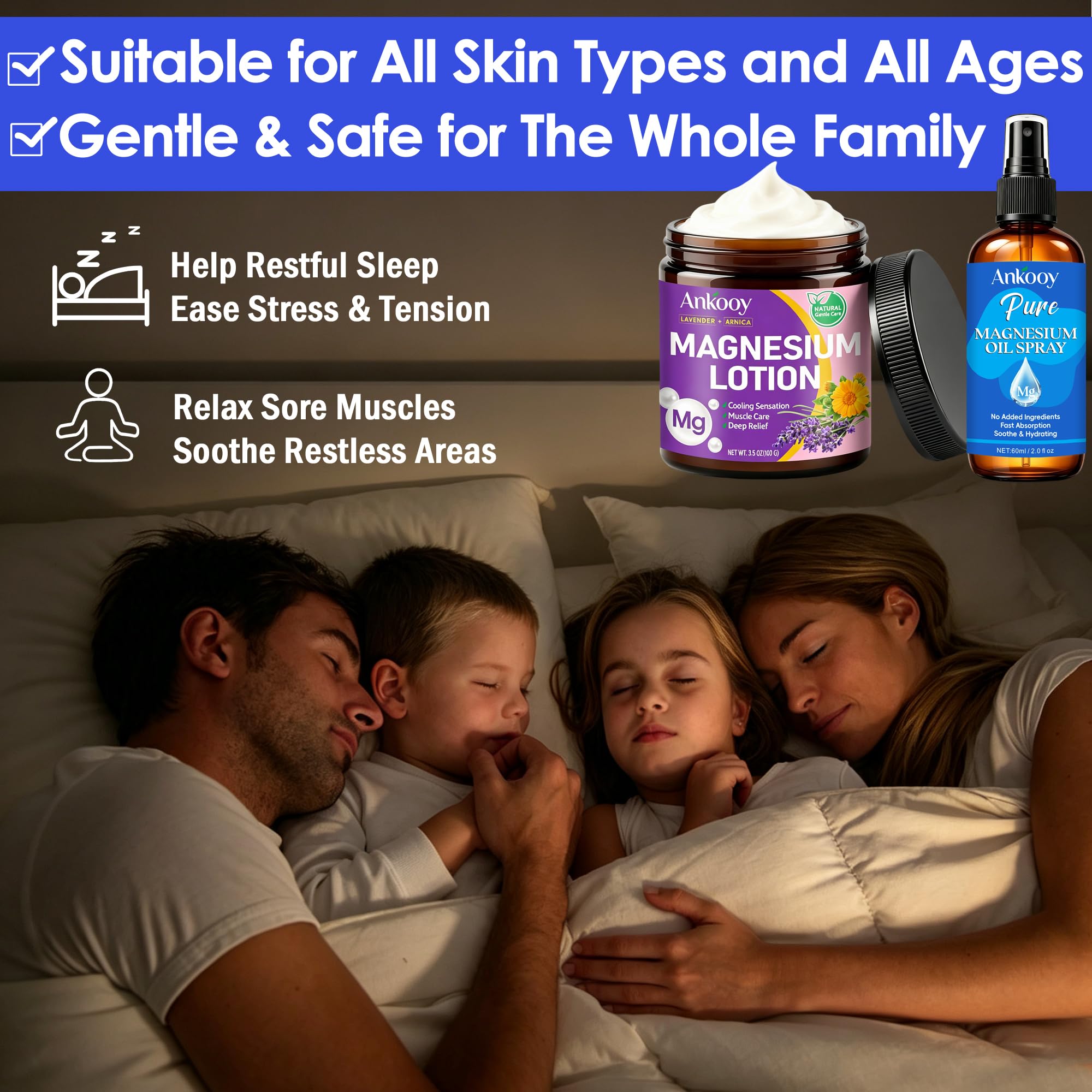 Magnesium Lotion &Pure Magnesium Oil Spray for Sleep,Feet,Restless Leg,Body