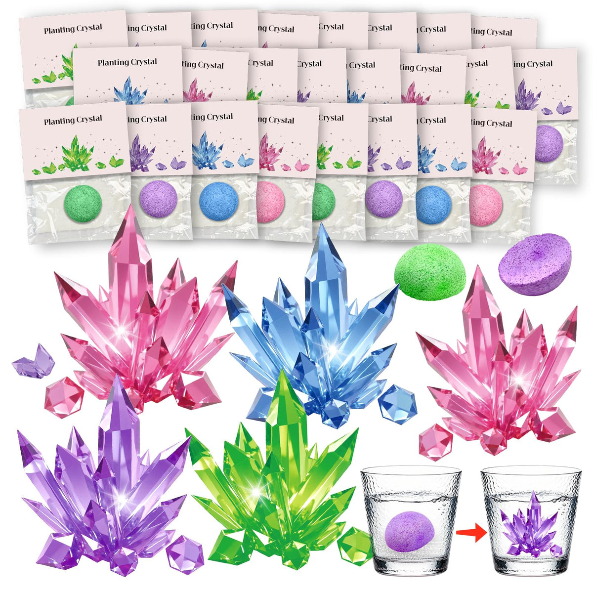 24 Pack Crystal Growing Kit Science Party Favors for Kids - Seivhat Official Imagery - 1