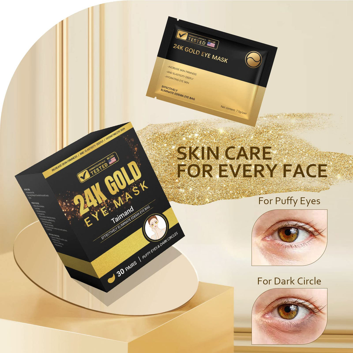 Under Eye Patches 24K Gold Eye Mask for Dark Circles - Taimand Official Imagery - 5