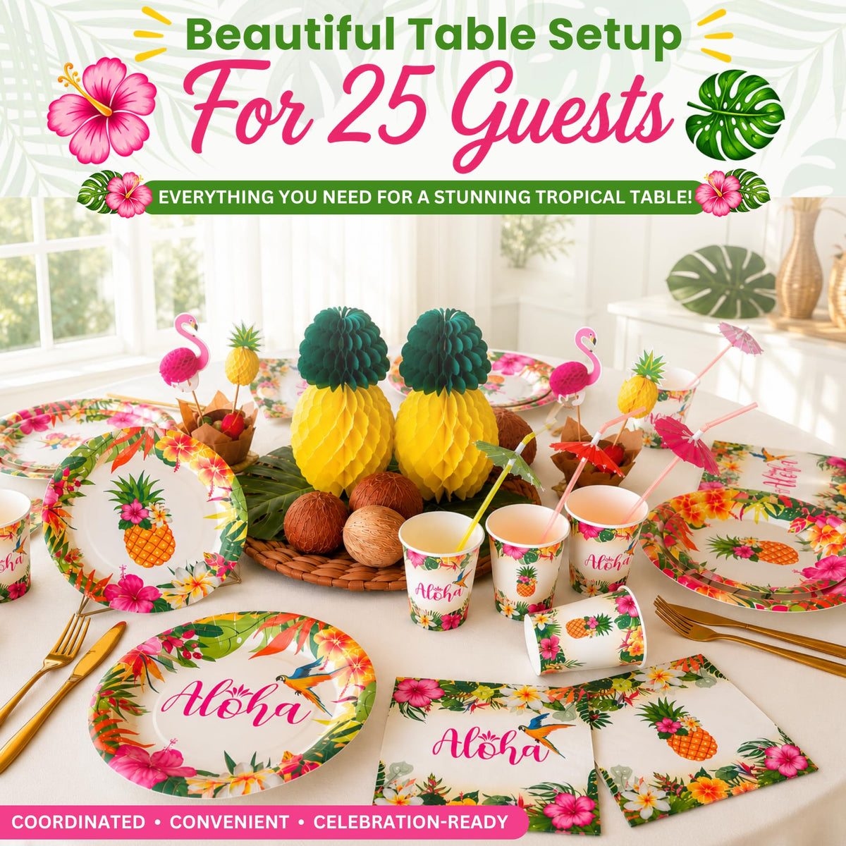Premium Luau Birthday Party Decorations Set for 25 guests - RainMeadow Official Imagery - 5