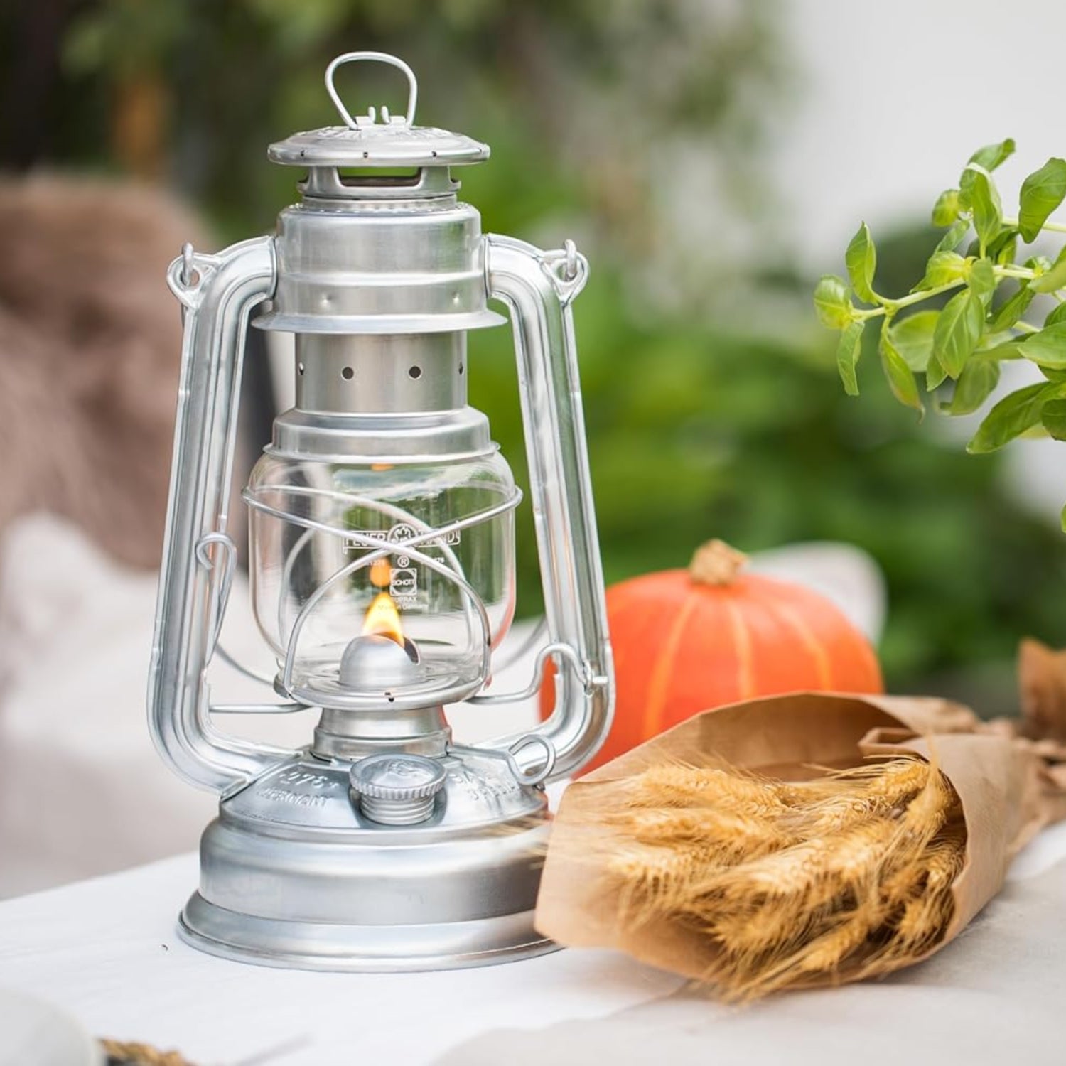 Feuerhand 12562 galvanized steel lantern with zinc finish, traditional design and sturdy construction for outdoor lighting.