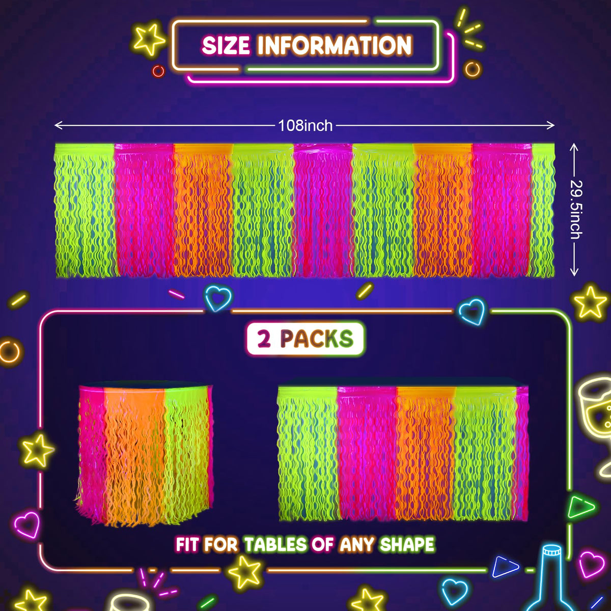 Mega L Glow in The Dark Party Supplies Neon Wavy Table - Mega-Loopolis Official Imagery - 7