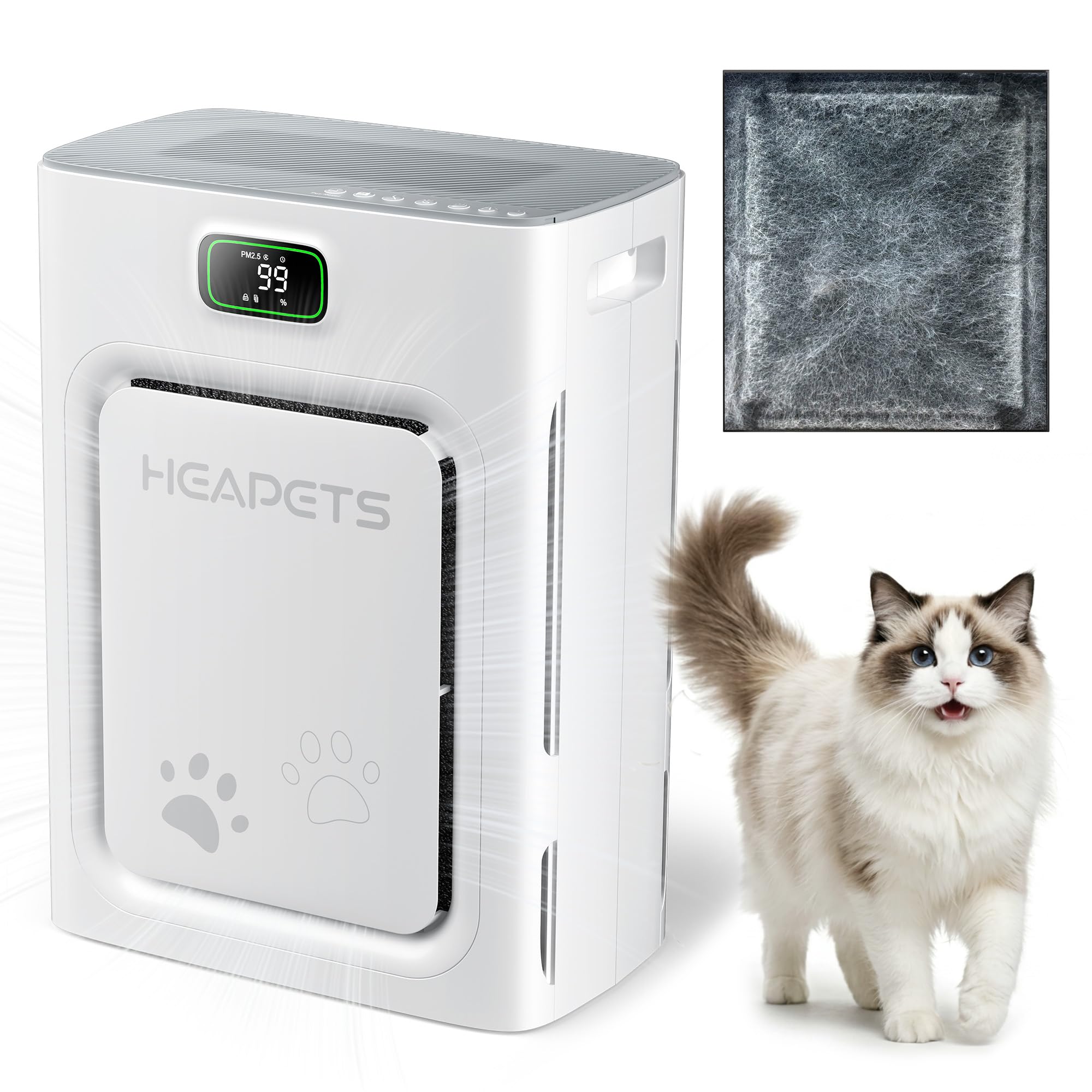 Pet Air Purifier for Home Large Room 2500 Sq Ft, H13 HEPA - Product Imagery