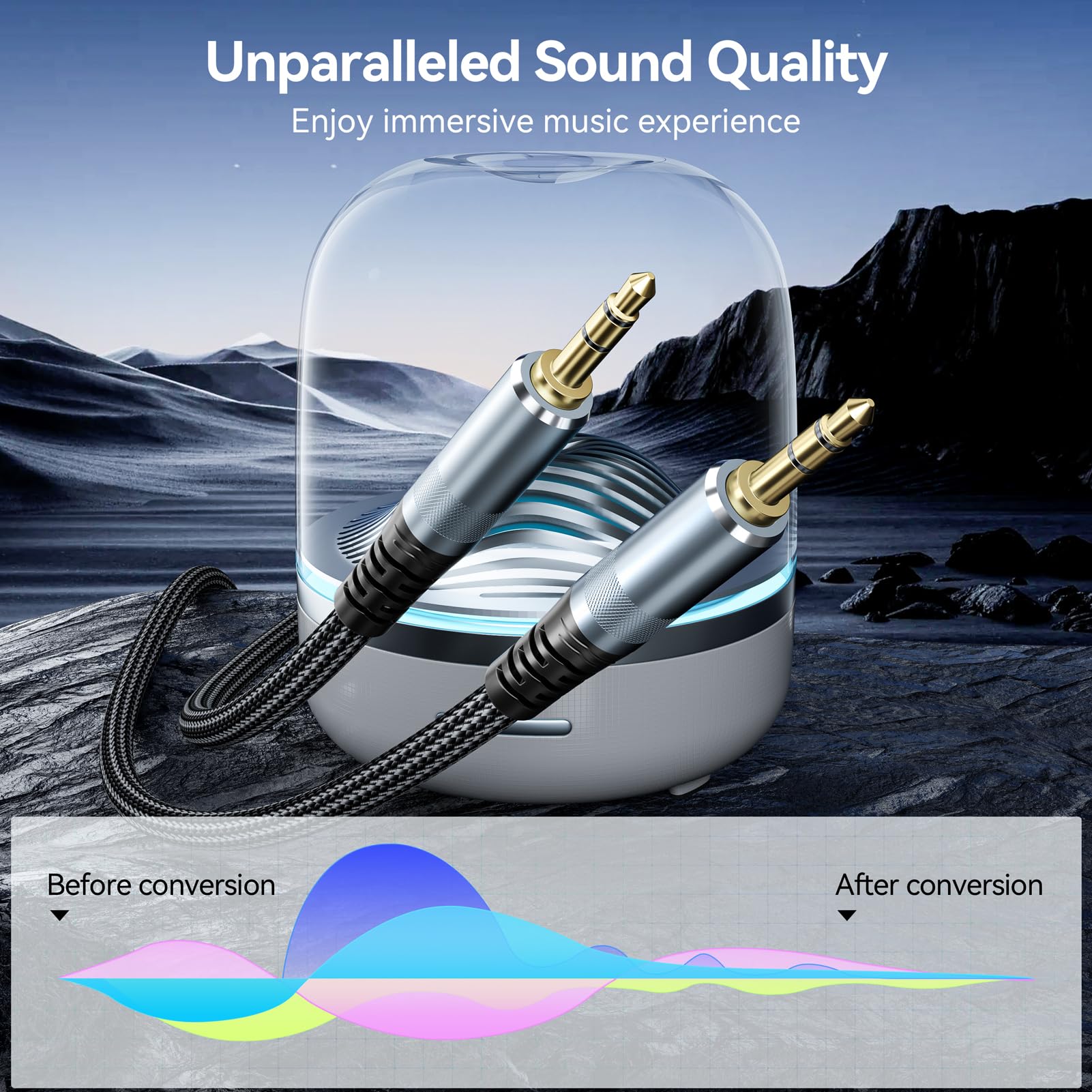 CLAVOOP AUX Cable 15ft Long 3.5mm Audio Aux Cord Male to Male Bra by CLAVOOP - Angle View 3