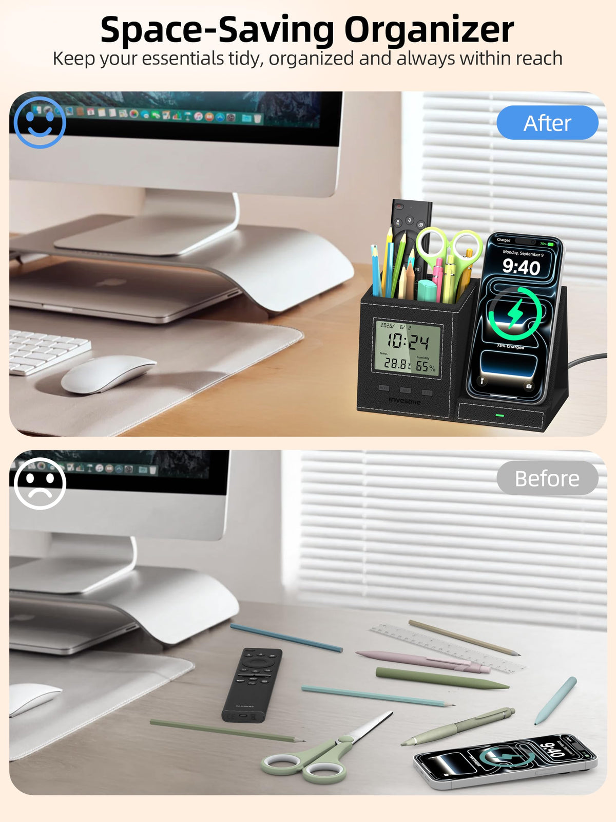 5 in 1 Pen Holder with Wireless Charger Desk Organizer - Investme Official Imagery - 7