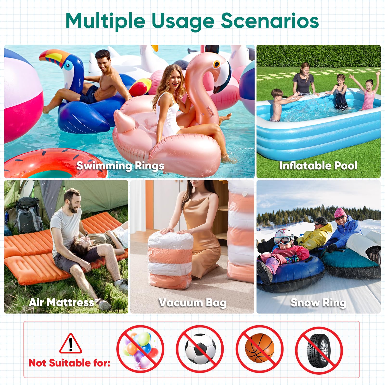 MAACLOUD Electric Air Pump for Inflatable Pool Toys: High Power Quick- - View 3