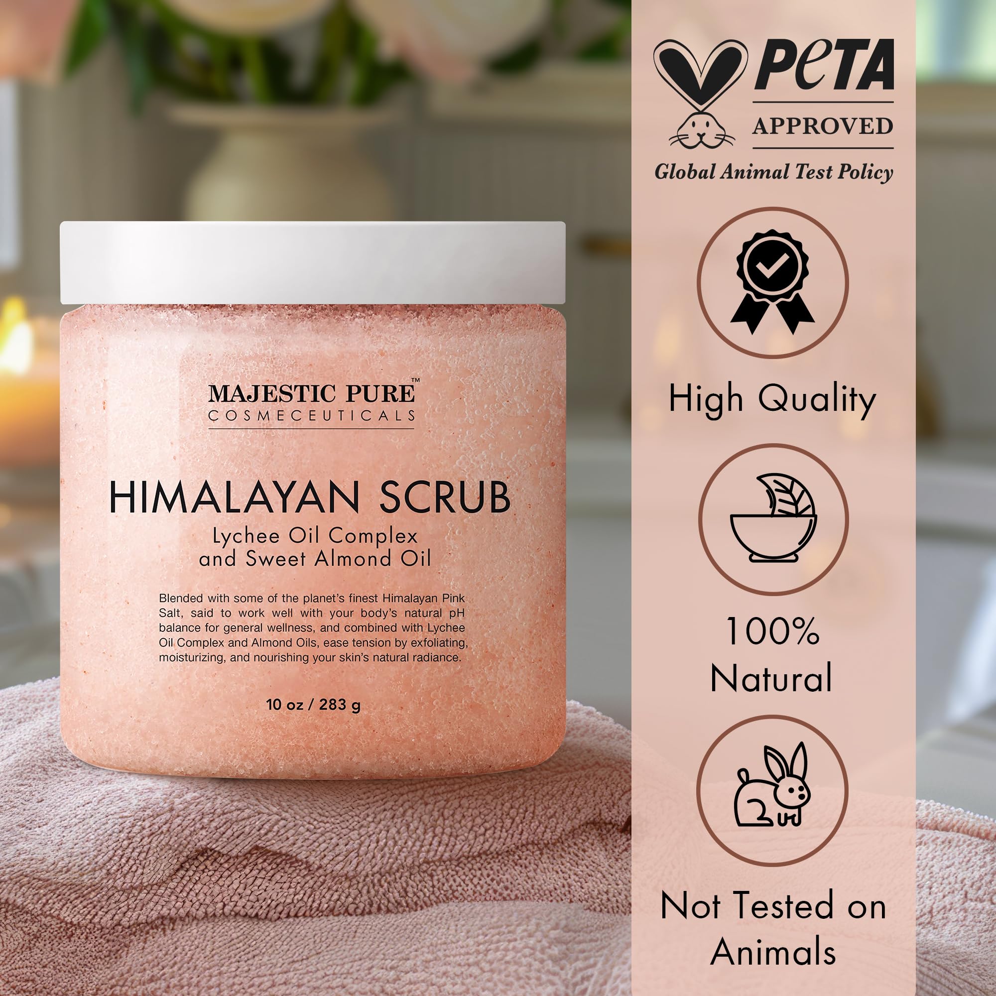Majestic Pure Himalayan Salt Body Scrub, Lychee Oil Exfoliant - Majestic Pure Official Product View 5