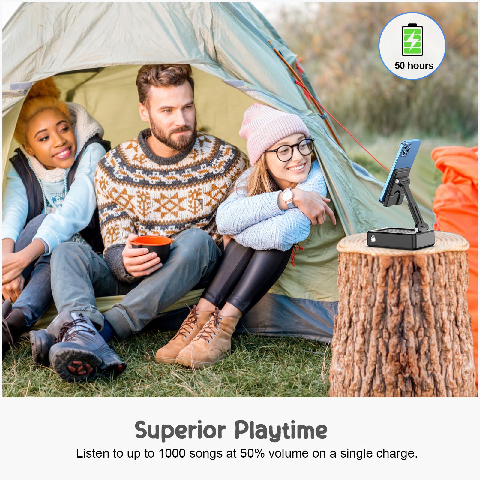 TechGlow Foldable Cellphone Stand with Bluetooth Speaker and Char by TechGlow - Angle View 5