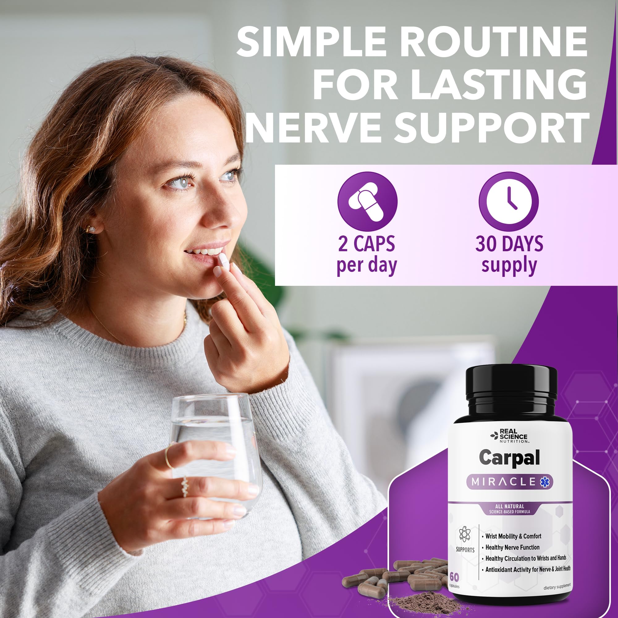 Carpal Miracle Natural Wrist & Nerve Support – 60 Caps