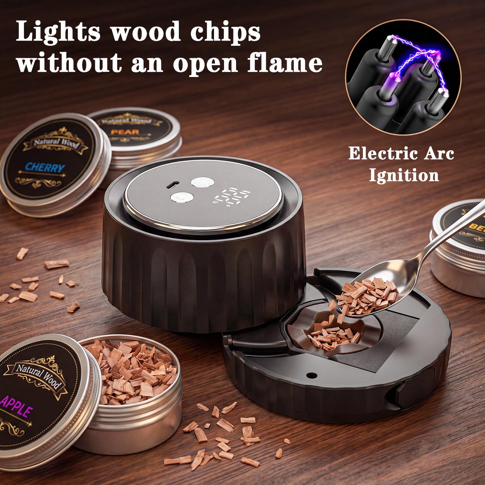 AOZUO Electric Whiskey Smoker Kit with 6 Wood Chips - Whisky Gift - AOZUO Official Product View 2