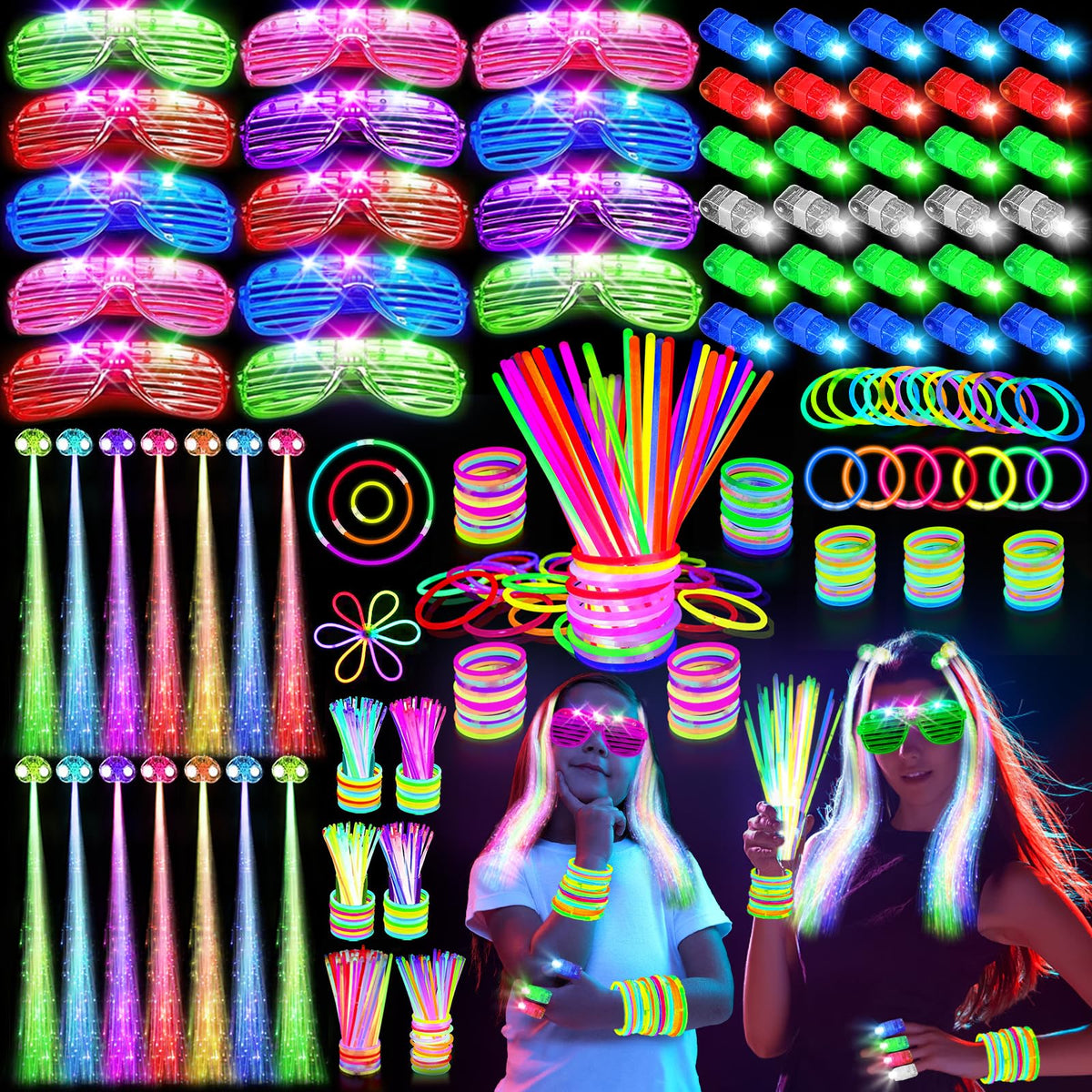 SHQDD 158 PCS Glow in the Dark Party Supplies 14PCS LED - SHQDD Official Imagery - 1