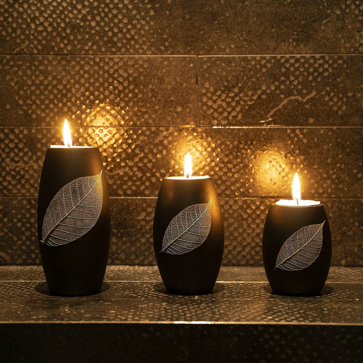 IYARA CRAFT Candle Holder Set with Tray 3 Handmade Wood - IYARA CRAFT Official Imagery - 8