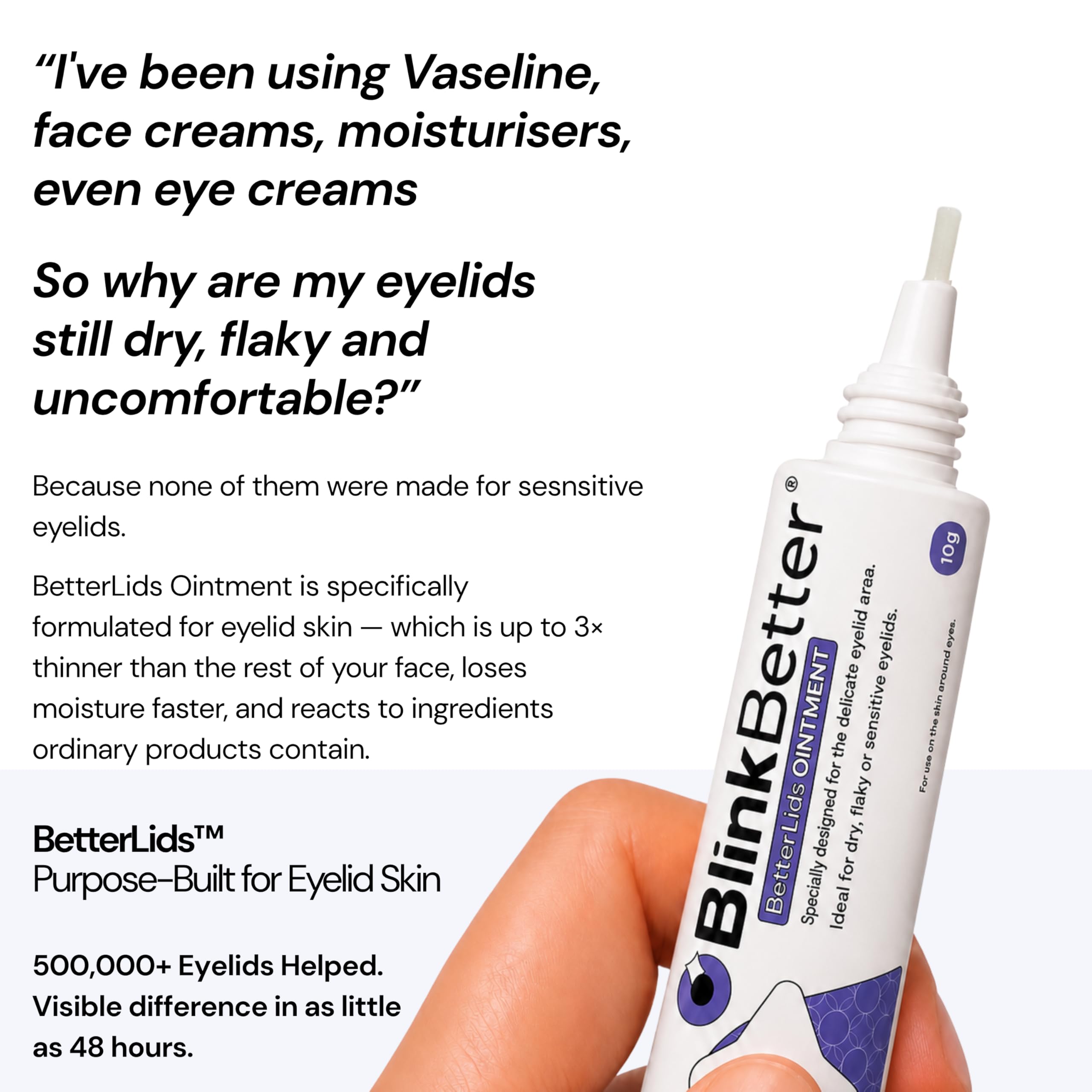 BlinkBetter BetterLids Eyelid Ointment for Dry, Itchy & Sensitive Eyelids – Deep-Moisturising Oat Complex with Shea Butter & Panthenol to Hydrate, Nourish & Soothe Delicate Eyelid Skin – 0.34 oz