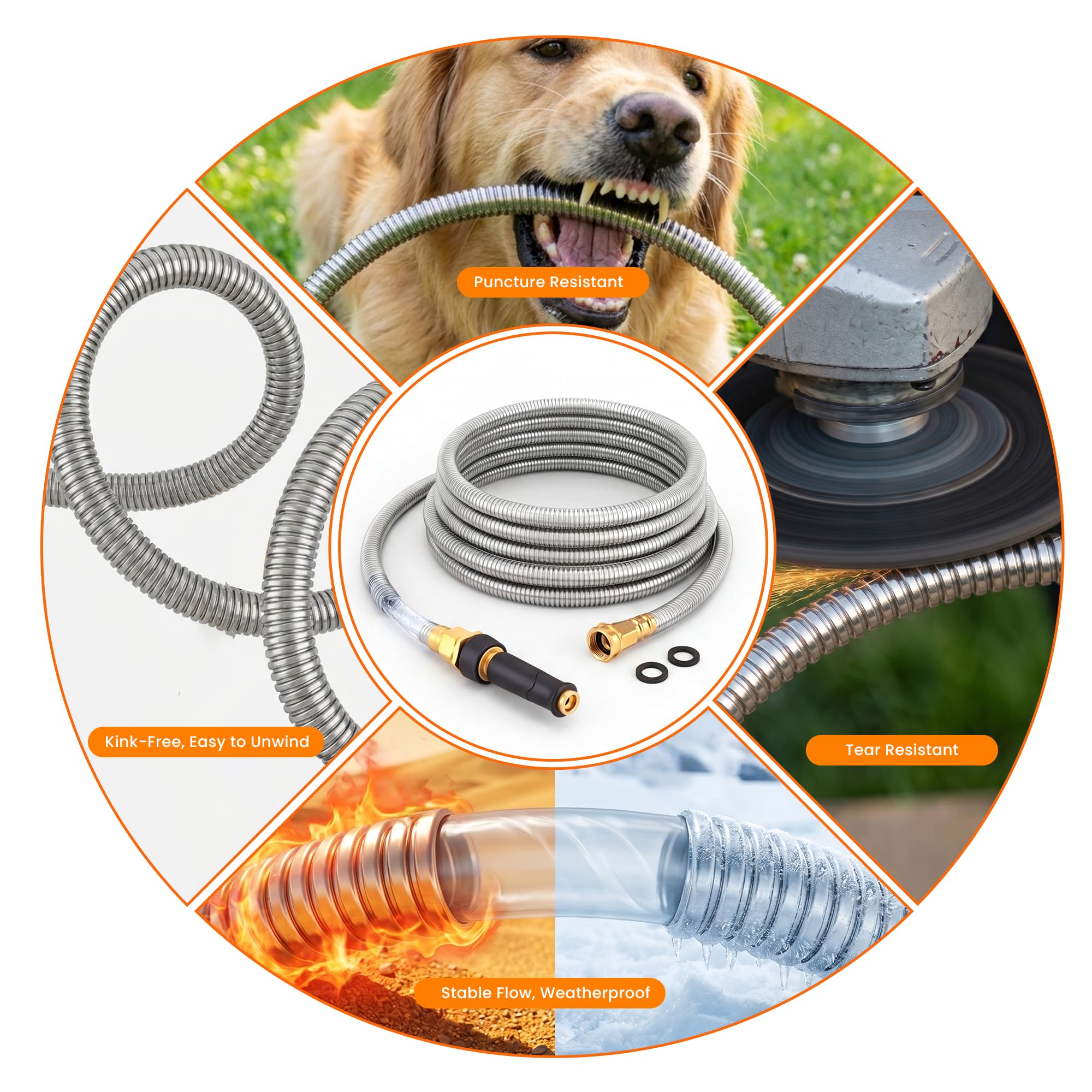 Rosy Earth 100 FT Garden Hose Expandable - 304 Stainless Steel Wa - Rosy Earth Official Product View 2