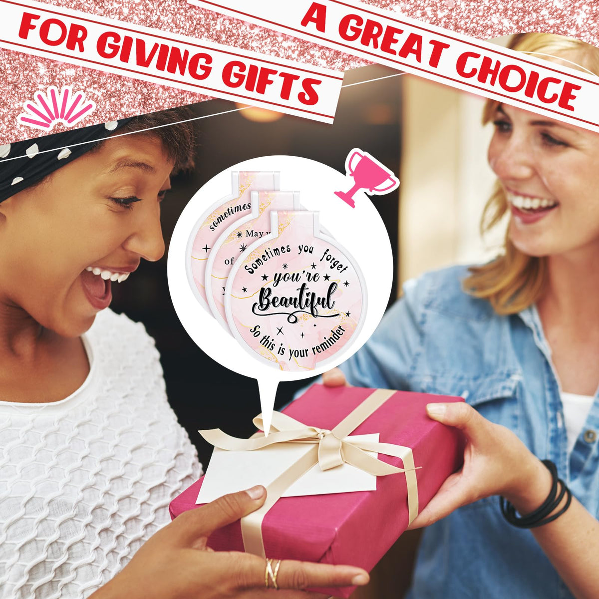 100 Pcs Compact Mirror Bulk Small Gifts for Women Light Pink - Wenqik Official Imagery - 6