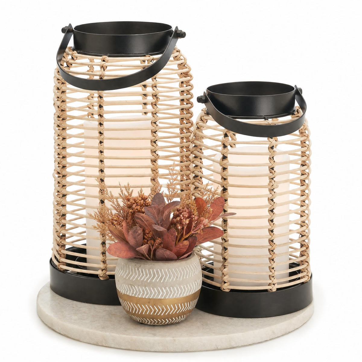 Natural Rattan Boho Lanterns - KIBAGA Official Imagery - 1