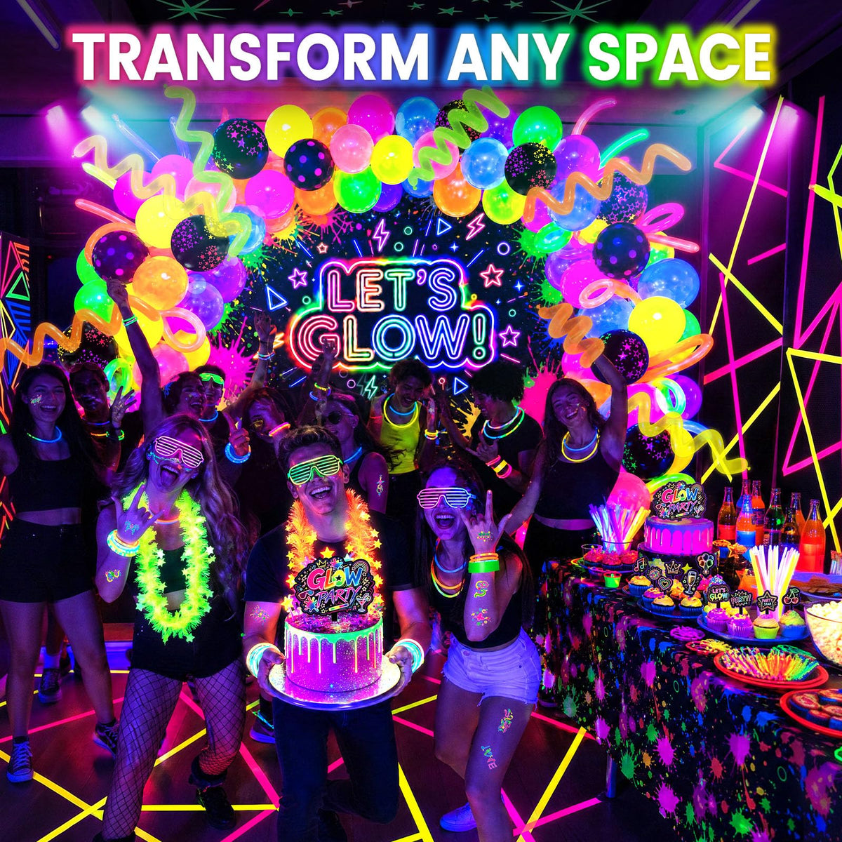 LovesTown 192PCS Glow in The Dark Party Decorations Kit with - LovesTown Official Imagery - 4