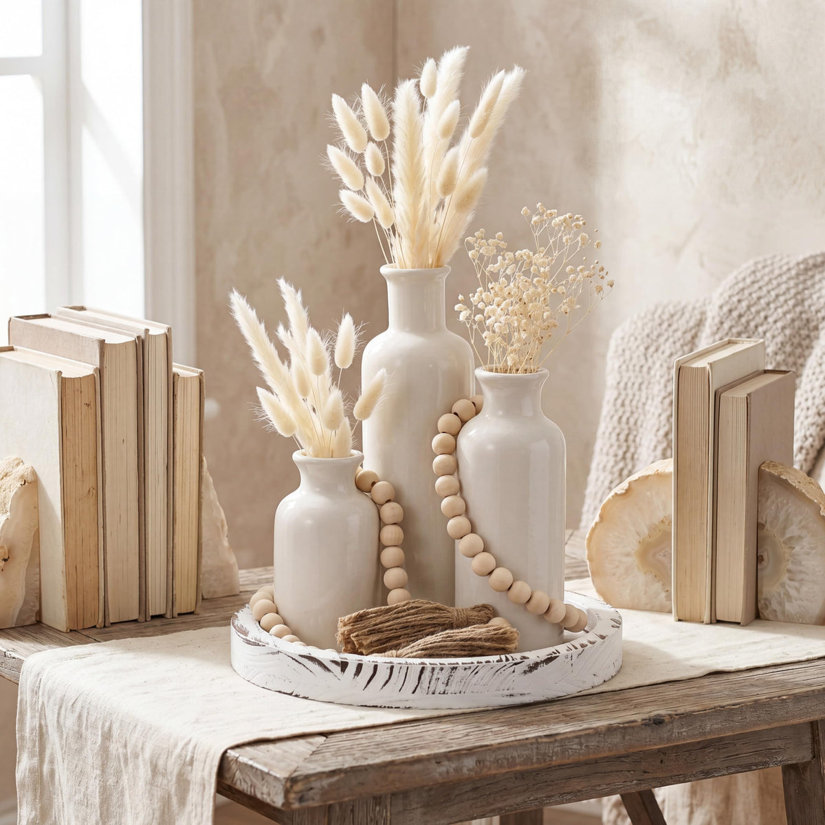 5 Pcs Coffee Table Decor Set White - Tiangrid Official Imagery - 3