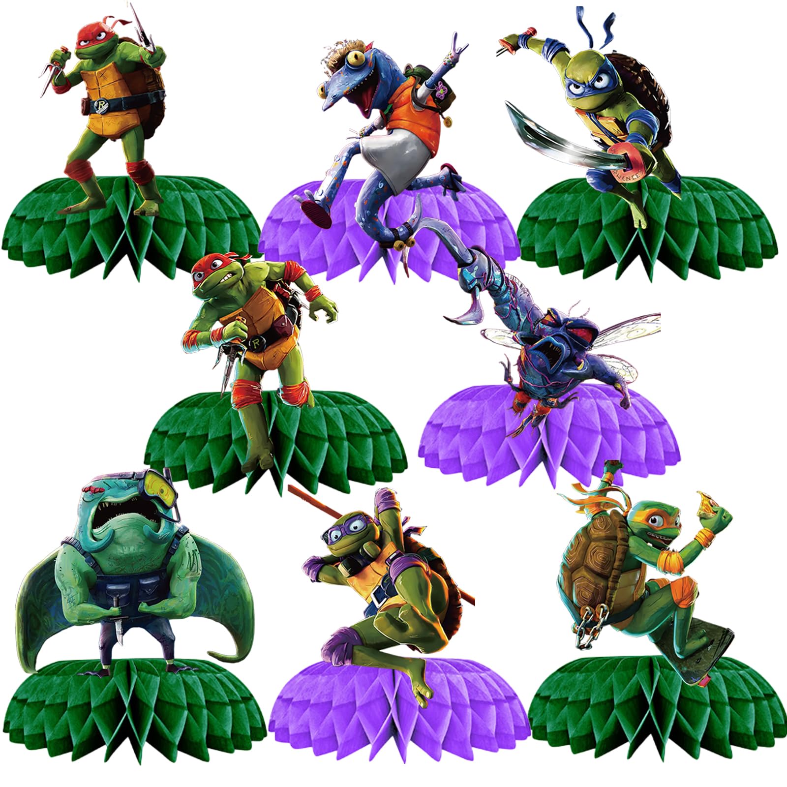 for TMNT Birthday Party Supplies, 8Pcs Honeycomb Centerpieces - Product Imagery