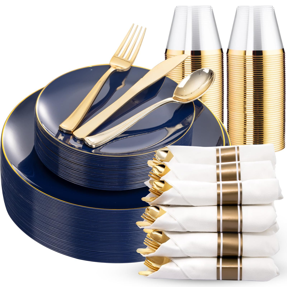 175Pcs Blue Plastic Plates - KIRE Official Imagery - 2