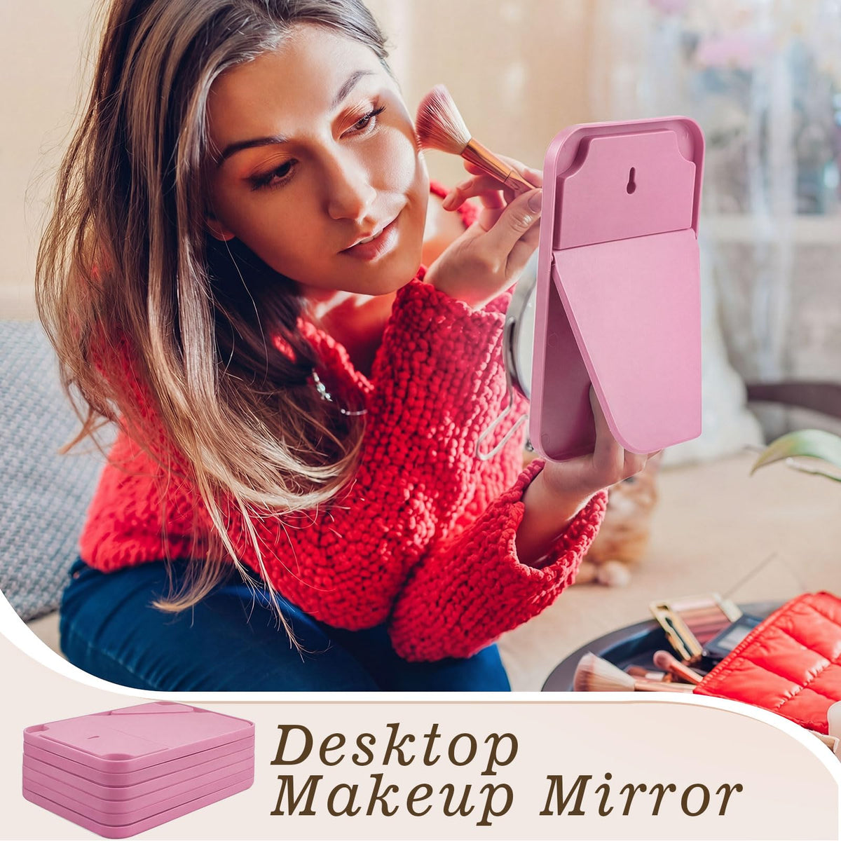 12 Pack 8x5 In Christmas Makeup Mirror with Stand and Hole - Cinnvoice Official Imagery - 7