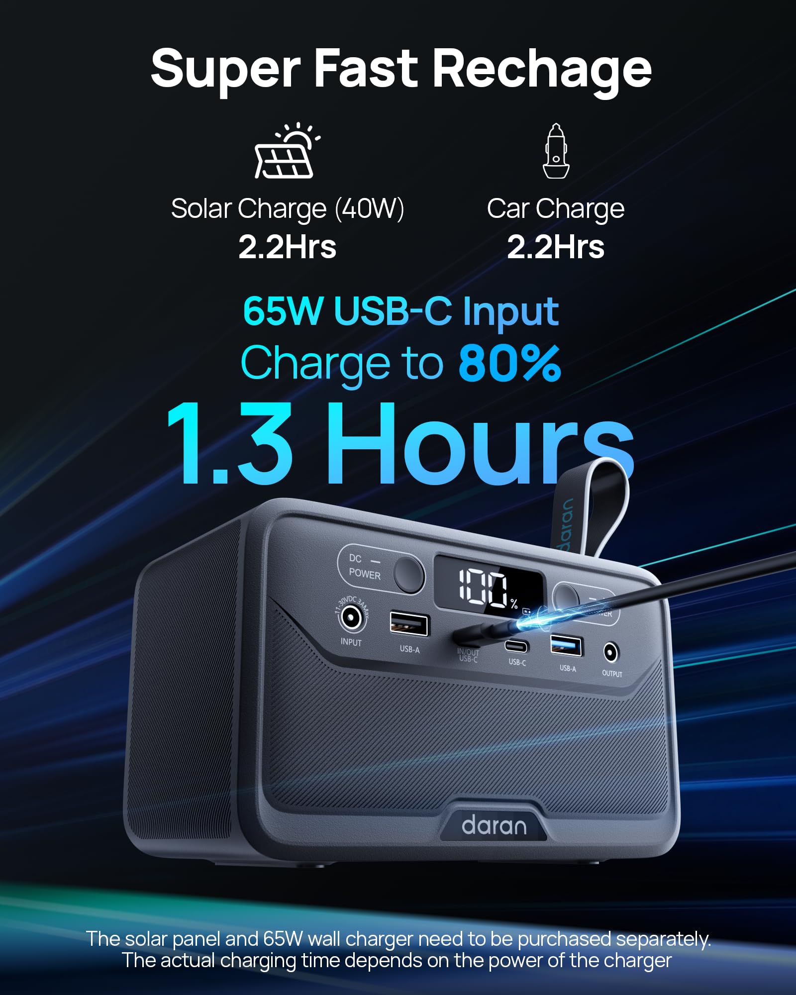 DaranEner Portable Power Station 89.6Wh Solar Power Bank with Out - DaranEner Official Product View 6