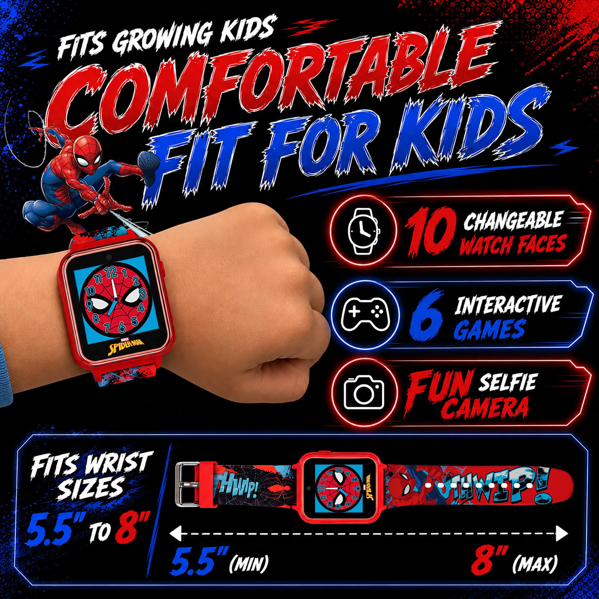 Accutime Marvel Spider-Man Red Educational Touchscreen Smart Watch Toy - View 5