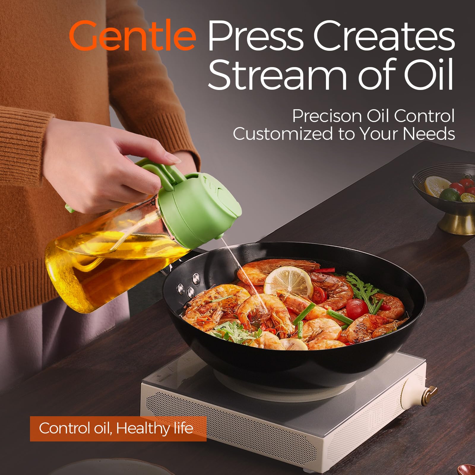 YARRAMATE 16oz/470ml Glass Olive Oil Sprayer for Cooking with Sti by YARRAMATE - Angle View 5
