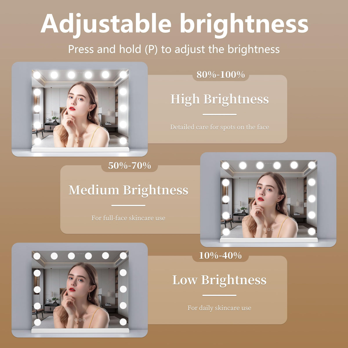 Vanity Mirror with Lights Lighted Makeup Mirror with - NUSVAN Official Imagery - 5