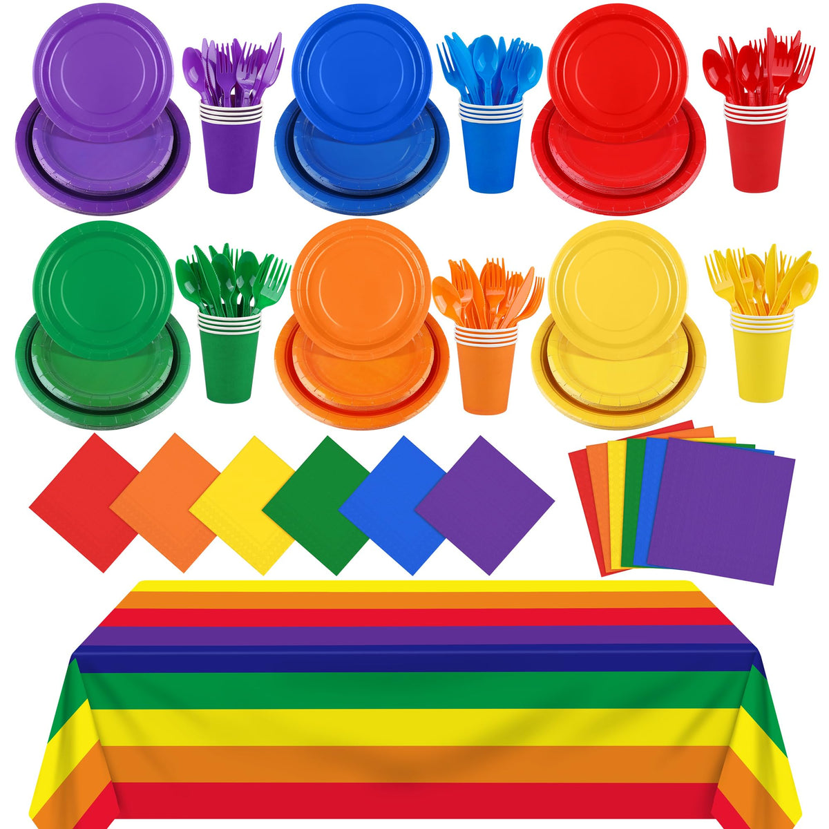 Kochorie 169 Pieces Rainbow Party Supplies Disposable - Kochorie Official Imagery - 1