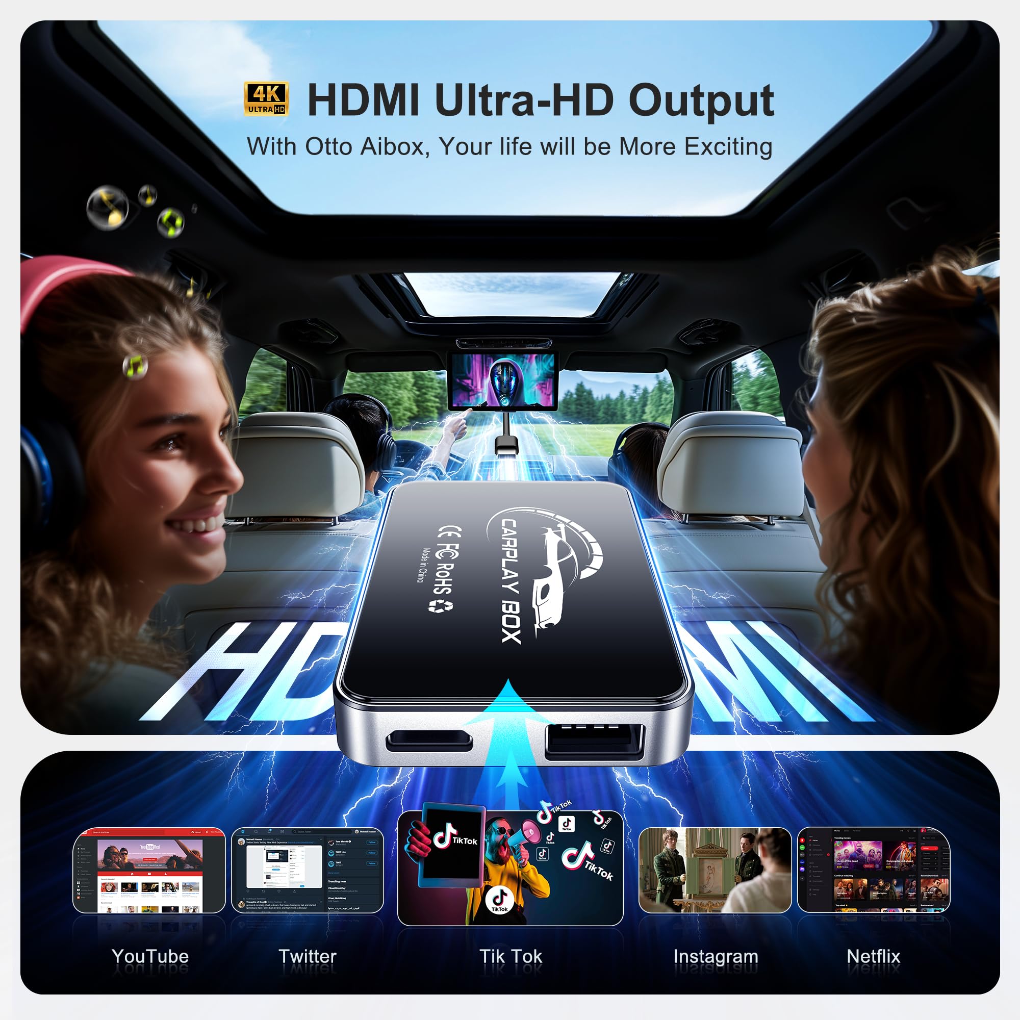 FAIMEE AI Box CarPlay, 3-in-1 Wireless CarPlay Adapter Android Au by FAIMEE - Angle View 5